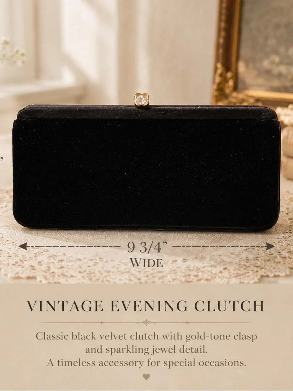 Vintage Morris Moskowitz MM Black Velvet Clutch Jeweled Evening Bag